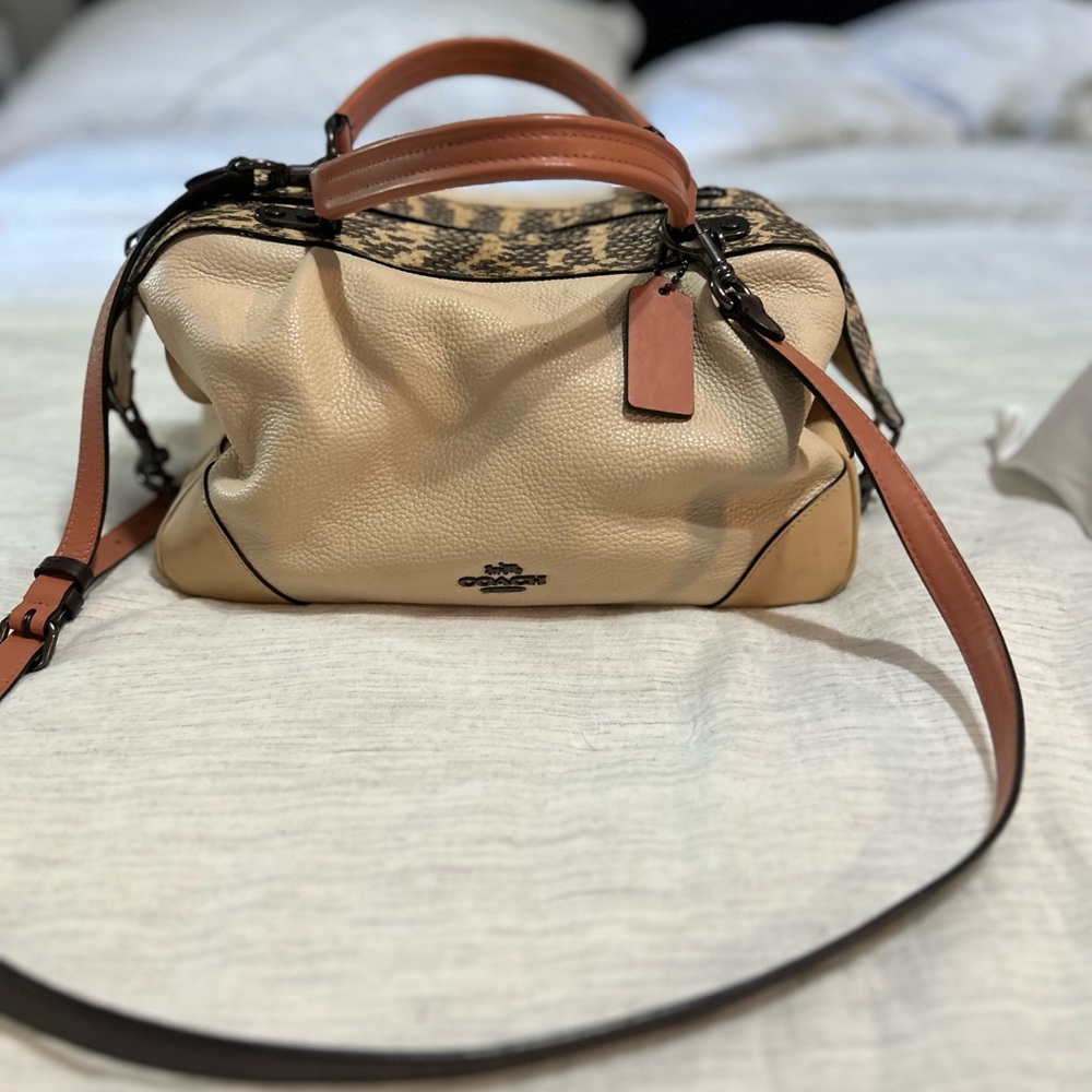 Coach Lane Satchel with snake skin detail